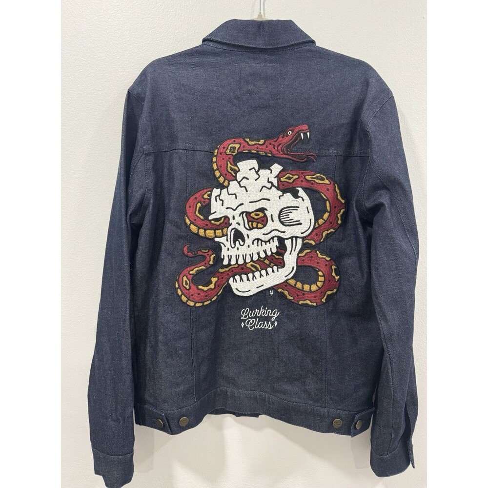 Skull Serpent 2017 Lurking Class Embroidered Dark Wash Denim Jacket Size S